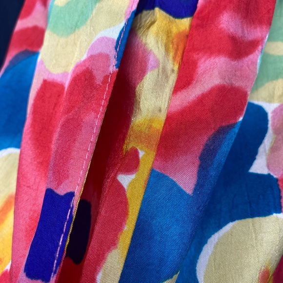 Vintage Big Floral Print Shirt & Skirt w/Pockets and back elastic. Sz L - Picture 12 of 15